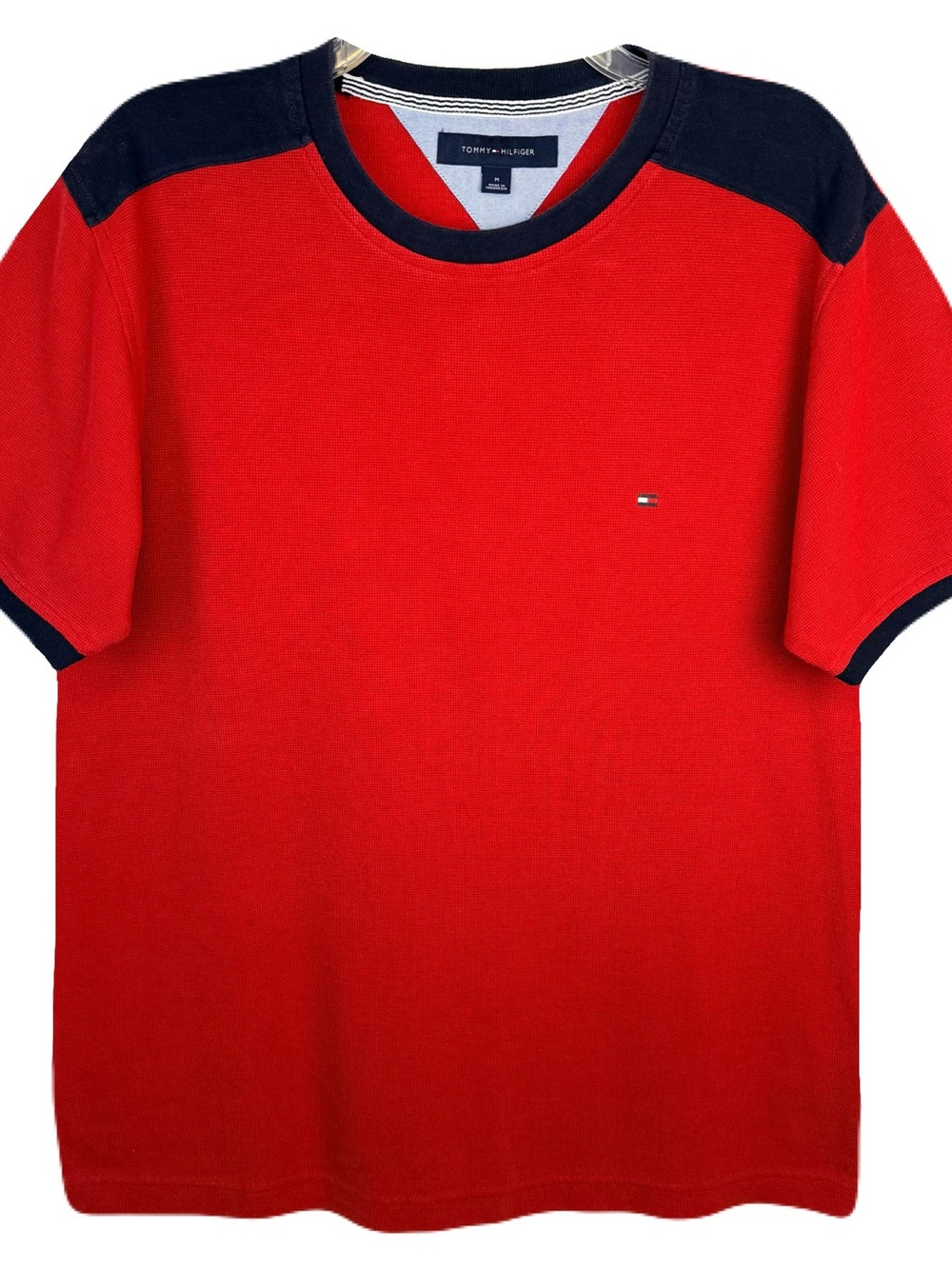 Retro Tommy Hilfiger Red/Navy Waffle Knit Ringer T-Shirt